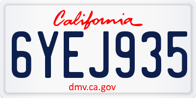 CA license plate 6YEJ935