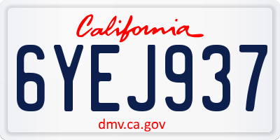 CA license plate 6YEJ937