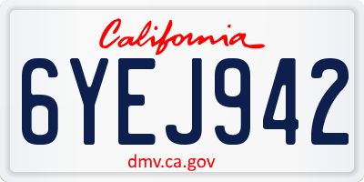 CA license plate 6YEJ942