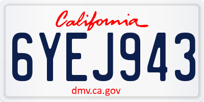 CA license plate 6YEJ943
