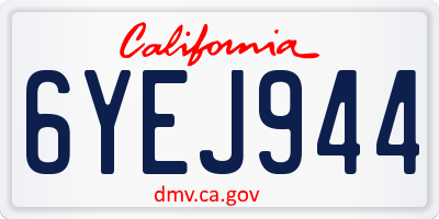 CA license plate 6YEJ944