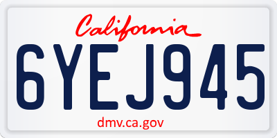 CA license plate 6YEJ945
