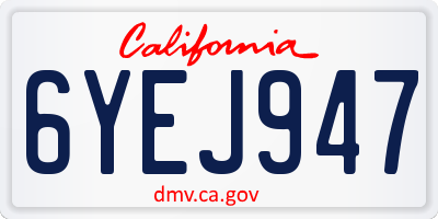 CA license plate 6YEJ947