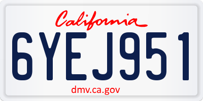 CA license plate 6YEJ951