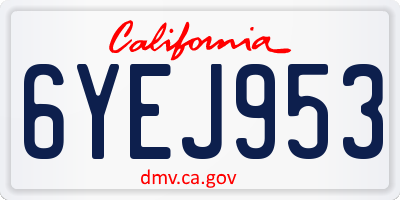 CA license plate 6YEJ953
