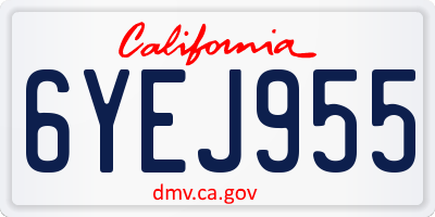 CA license plate 6YEJ955