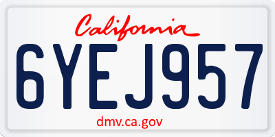 CA license plate 6YEJ957