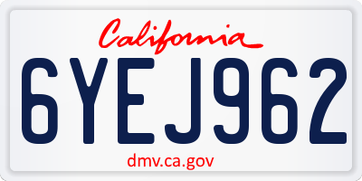 CA license plate 6YEJ962