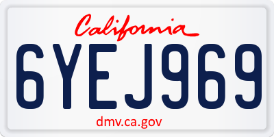 CA license plate 6YEJ969