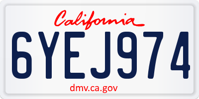 CA license plate 6YEJ974