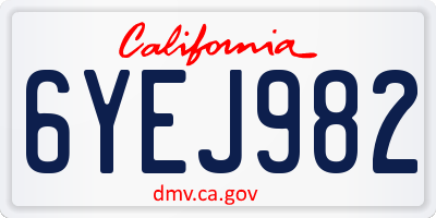 CA license plate 6YEJ982
