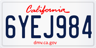 CA license plate 6YEJ984