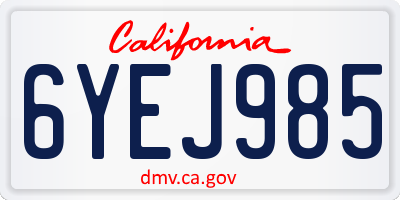 CA license plate 6YEJ985