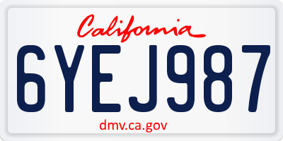 CA license plate 6YEJ987