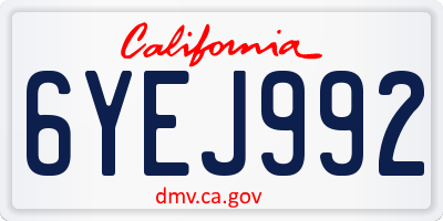CA license plate 6YEJ992