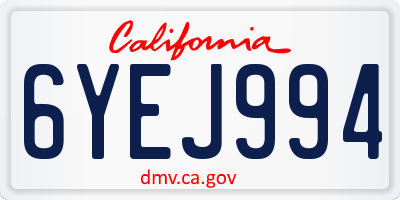 CA license plate 6YEJ994