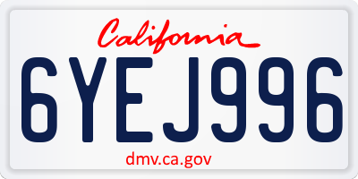 CA license plate 6YEJ996
