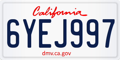 CA license plate 6YEJ997
