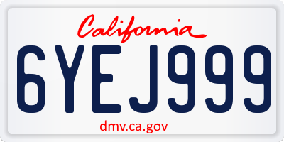 CA license plate 6YEJ999