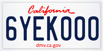 CA license plate 6YEK000