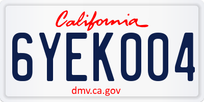 CA license plate 6YEK004