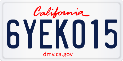CA license plate 6YEK015