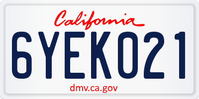 CA license plate 6YEK021