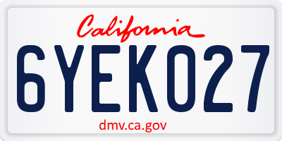 CA license plate 6YEK027