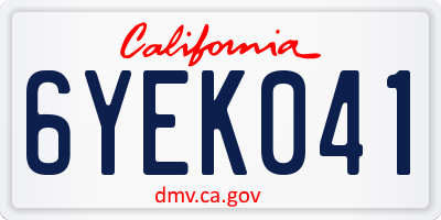 CA license plate 6YEK041