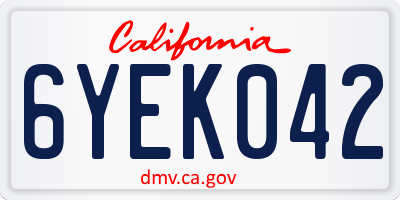 CA license plate 6YEK042