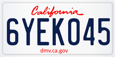 CA license plate 6YEK045