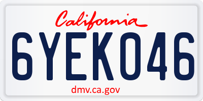 CA license plate 6YEK046