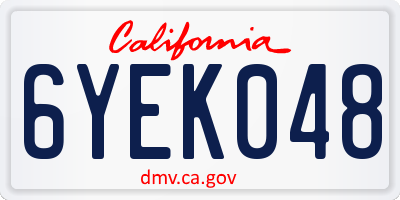 CA license plate 6YEK048