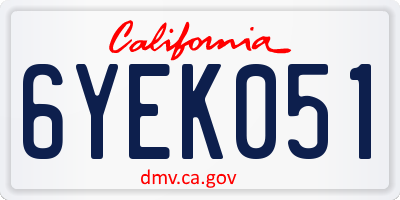 CA license plate 6YEK051