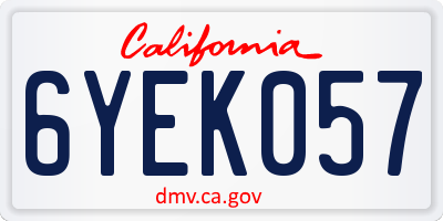 CA license plate 6YEK057