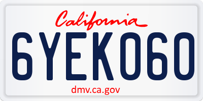CA license plate 6YEK060