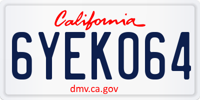 CA license plate 6YEK064