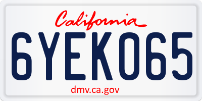 CA license plate 6YEK065