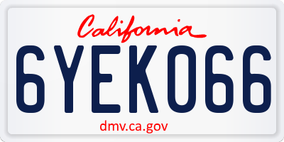 CA license plate 6YEK066