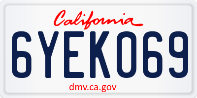 CA license plate 6YEK069