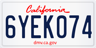 CA license plate 6YEK074