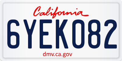CA license plate 6YEK082