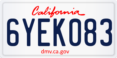 CA license plate 6YEK083