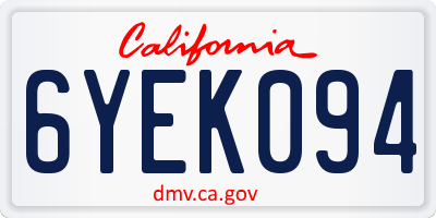 CA license plate 6YEK094