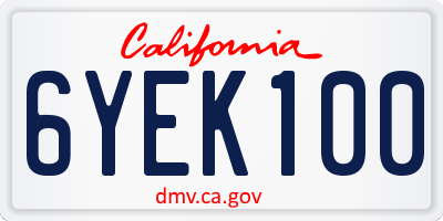 CA license plate 6YEK100