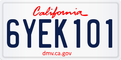 CA license plate 6YEK101