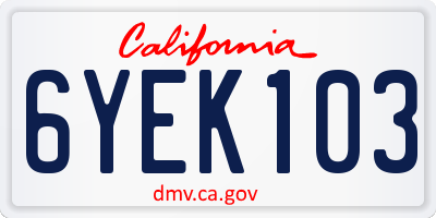 CA license plate 6YEK103