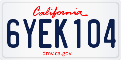 CA license plate 6YEK104