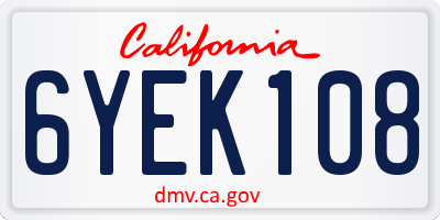 CA license plate 6YEK108
