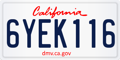 CA license plate 6YEK116